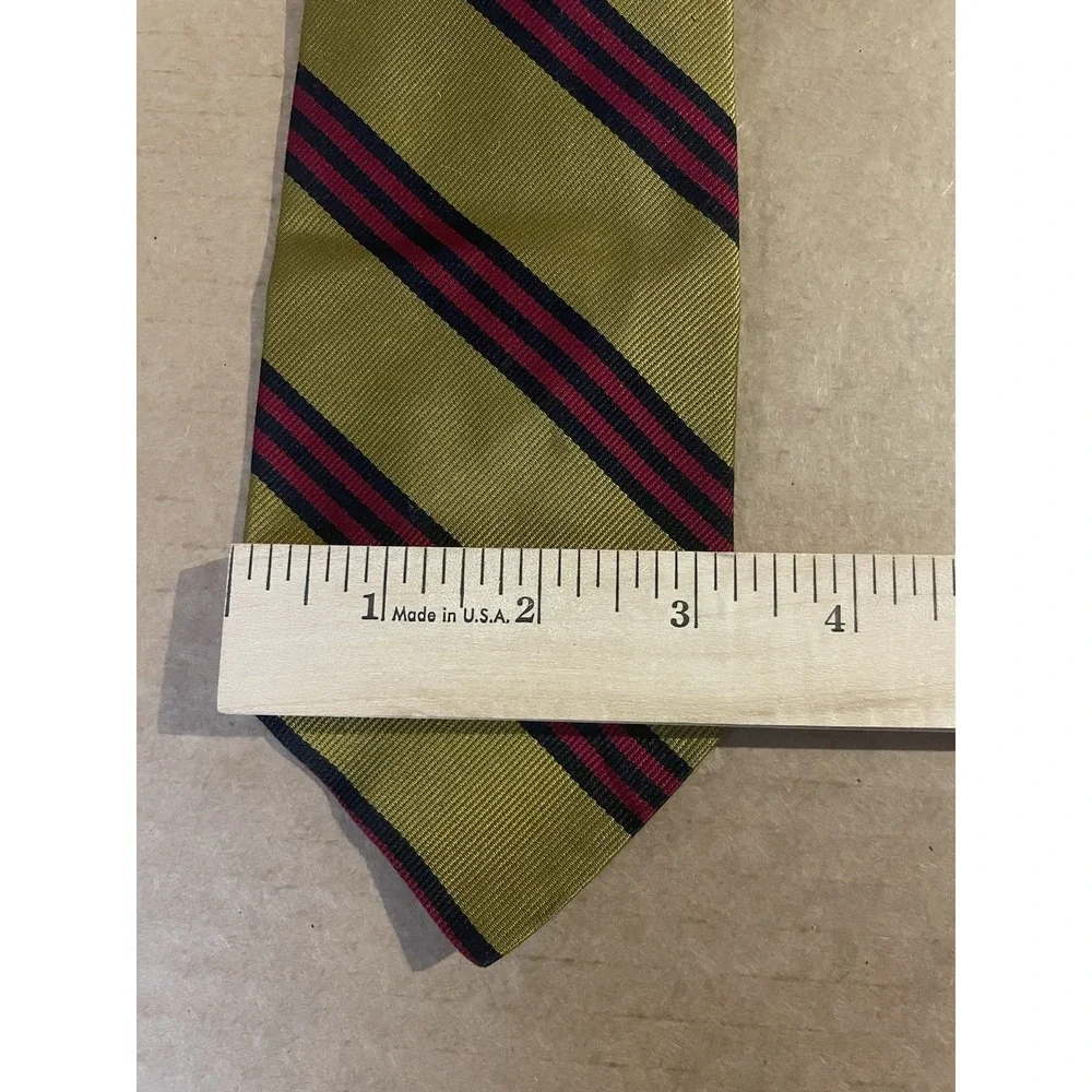 Brooks Brothers Yellow, Red & Blue‎ Striped Tie 100% Silk Men's Necktie 3 1/8